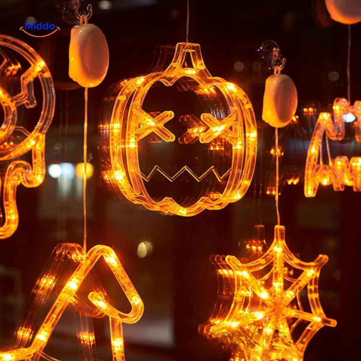 Festive Halloween LED Window Cling Light – Suction Cup Install, Energy-Saving Glow for Indoor & Outdoor Decor, Jack-o'-Lantern Pumpkin | Thomler