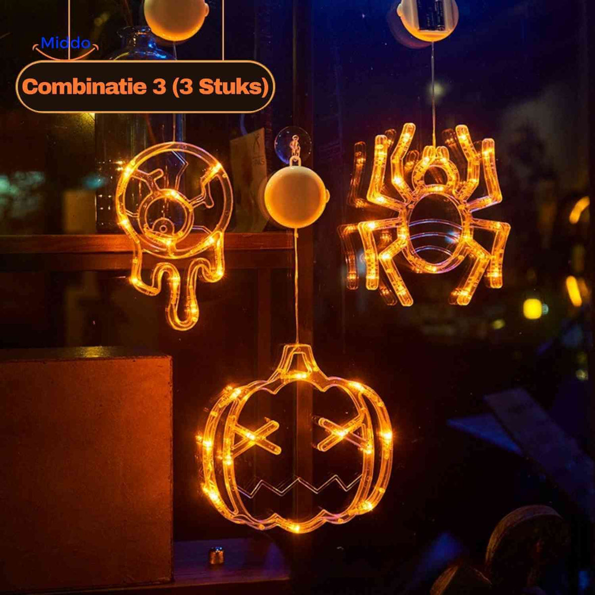 Festive Halloween LED Window Cling Light – Suction Cup Install, Energy-Saving Glow for Indoor & Outdoor Decor, Jack-o'-Lantern Pumpkin | Thomler