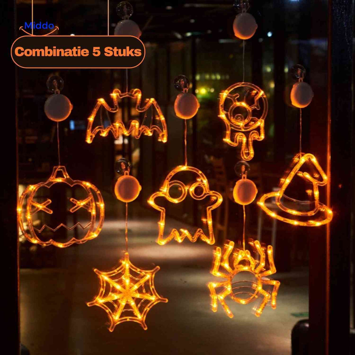 Festive Halloween LED Window Cling Light – Suction Cup Install, Energy-Saving Glow for Indoor & Outdoor Decor, Jack-o'-Lantern Pumpkin | Thomler