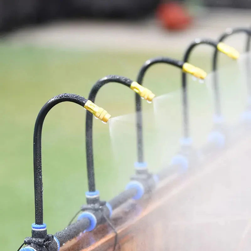 Garten-Vernebelungssystem 20 m – 20 Kupferdüsen, werkzeugfrei