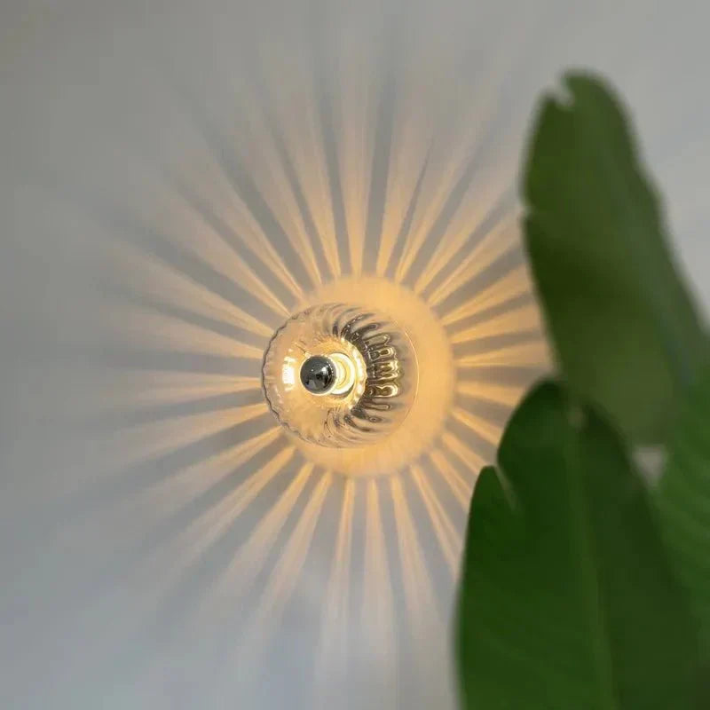 Wall Lamp Ribbed Glass E14 Metal Transparent Bedroom Hallway Bauhaus Retro Accent Lighting | Thomler
