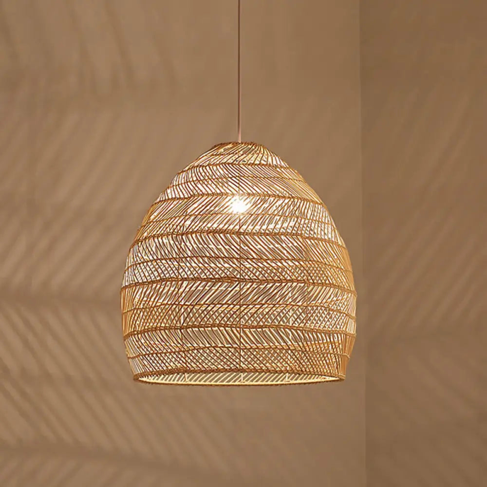 Woven Natural Fiber Dome Hanging Light Fixture – Bohemian Handcrafted Ceiling Lamp for Dining Room, Kitchen Island, Bedroom – Adjustable | Thomler