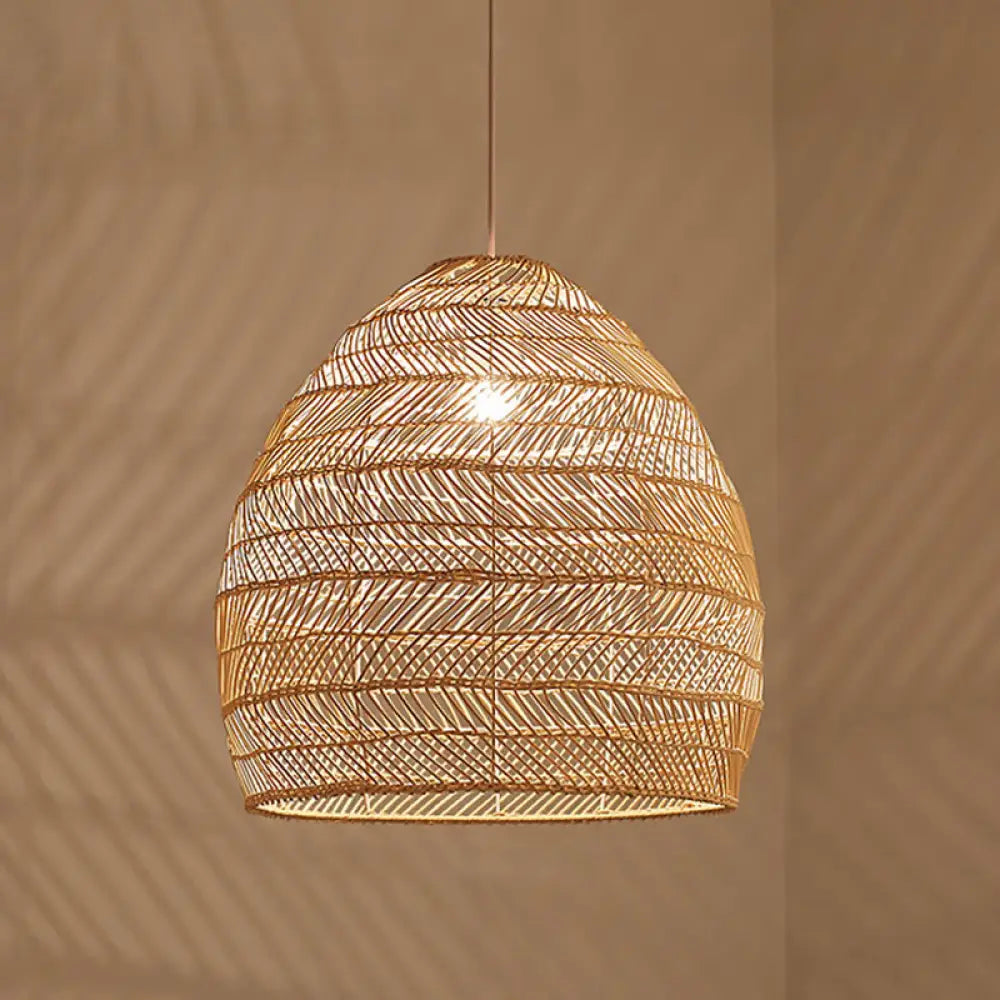Woven Natural Fiber Dome Hanging Light Fixture – Bohemian Handcrafted Ceiling Lamp for Dining Room, Kitchen Island, Bedroom – Adjustable | Thomler