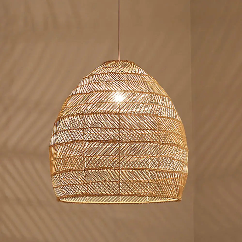Woven Natural Fiber Dome Hanging Light Fixture – Bohemian Handcrafted Ceiling Lamp for Dining Room, Kitchen Island, Bedroom – Adjustable | Thomler