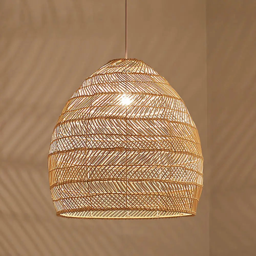 Woven Natural Fiber Dome Hanging Light Fixture – Bohemian Handcrafted Ceiling Lamp for Dining Room, Kitchen Island, Bedroom – Adjustable | Thomler