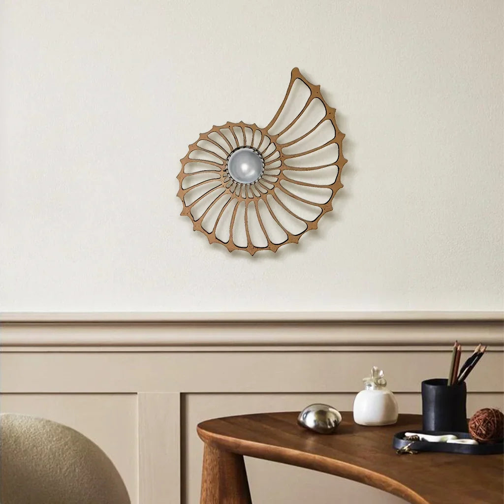 Wall Lamp Ceramic LED 7.9 in Nautilus Design Gold Black Living Room Bedroom Hallway Decorative Accent Lighting | Thomler