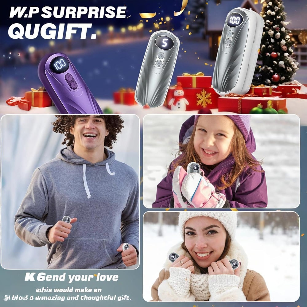 USB Hand Warmers 5-Heat LED Display Pocket Heaters Rechargeable Set 2-Pack for Skiing Winter Commute | Thomler
