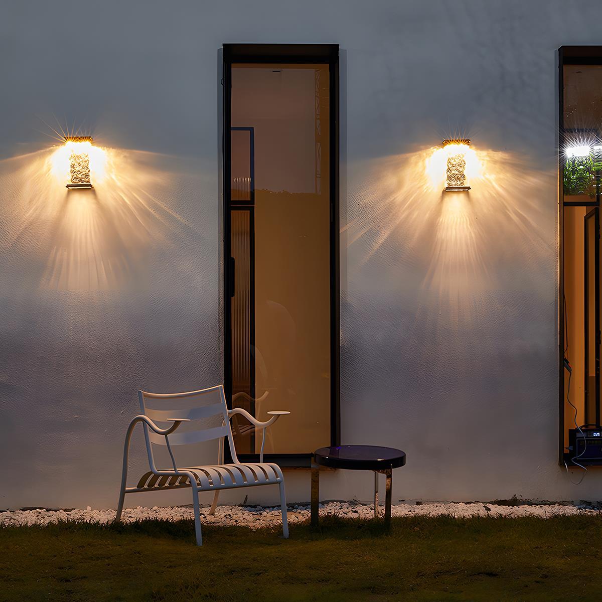 Wall Light Corrugated Glass 28.0 cm Dark Brown Outdoor Porch Patio LED Lamp | Thomler
