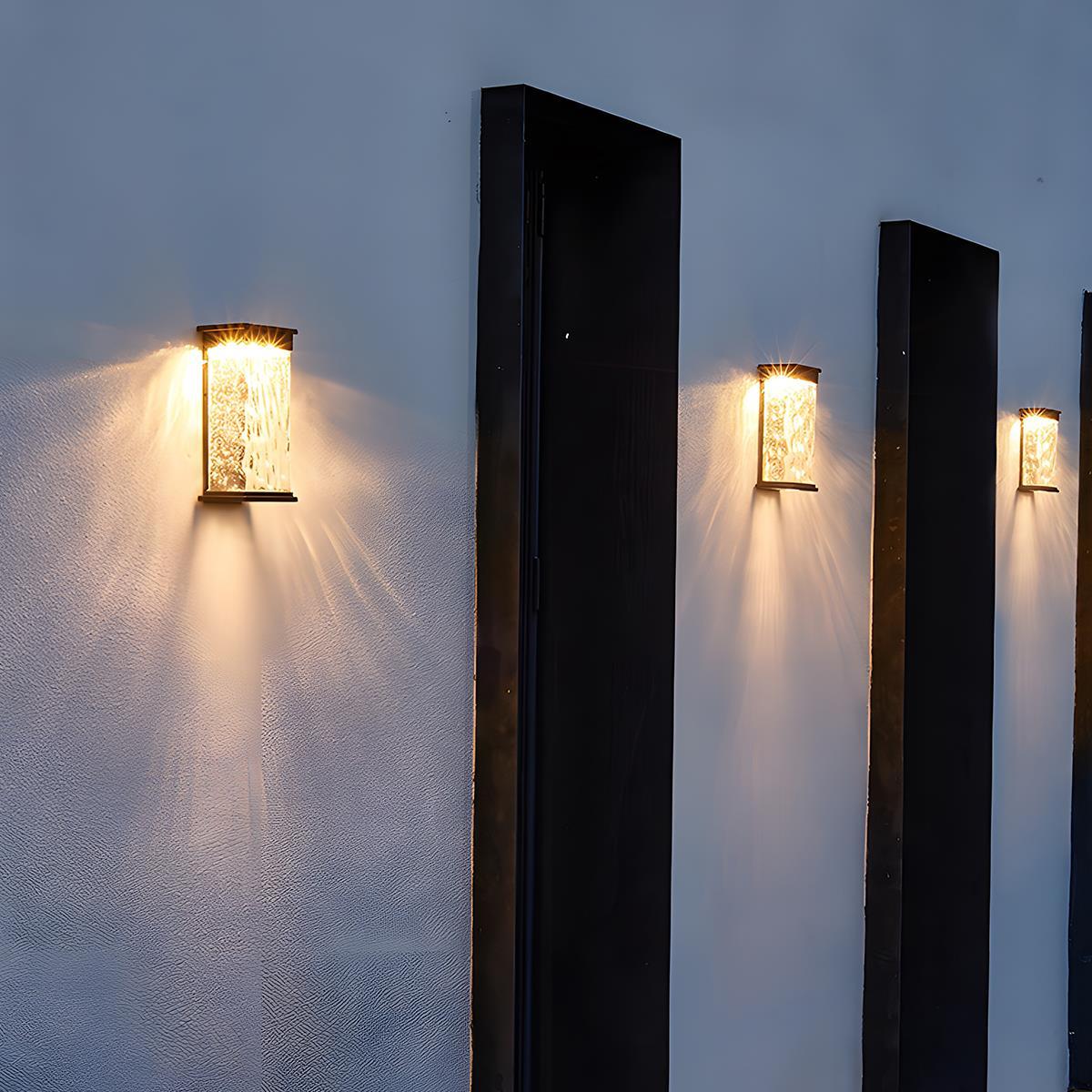 Wall Light Corrugated Glass 28.0 cm Dark Brown Outdoor Porch Patio LED Lamp | Thomler