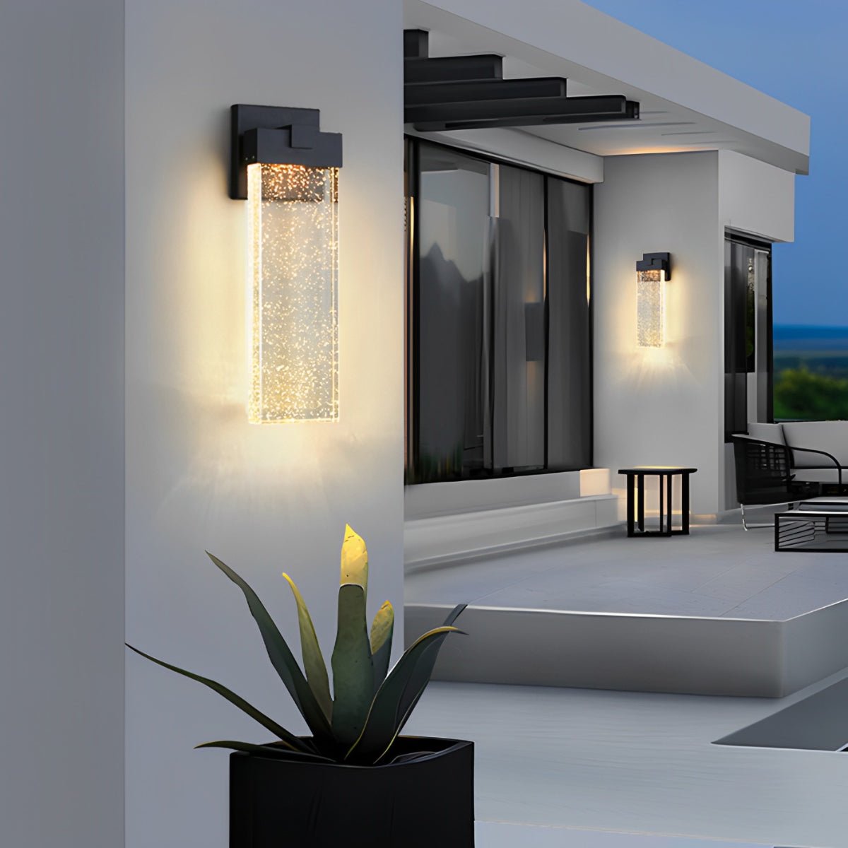 Wall Lamp Crystal LED 24W Black Outdoor Waterproof Facade Garden Entrance Lighting | Thomler
