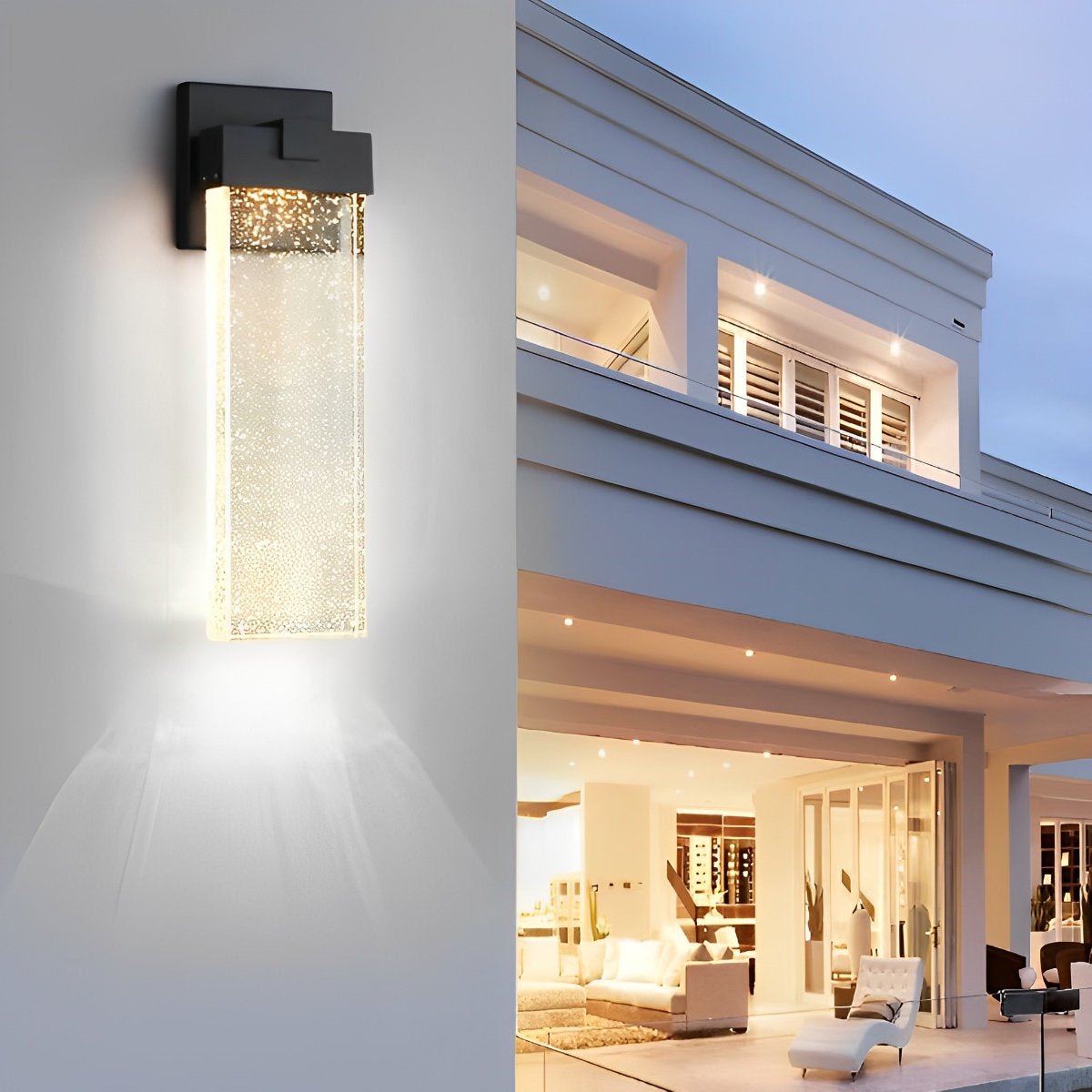 Wall Lamp Crystal LED 24W Black Outdoor Waterproof Facade Garden Entrance Lighting | Thomler