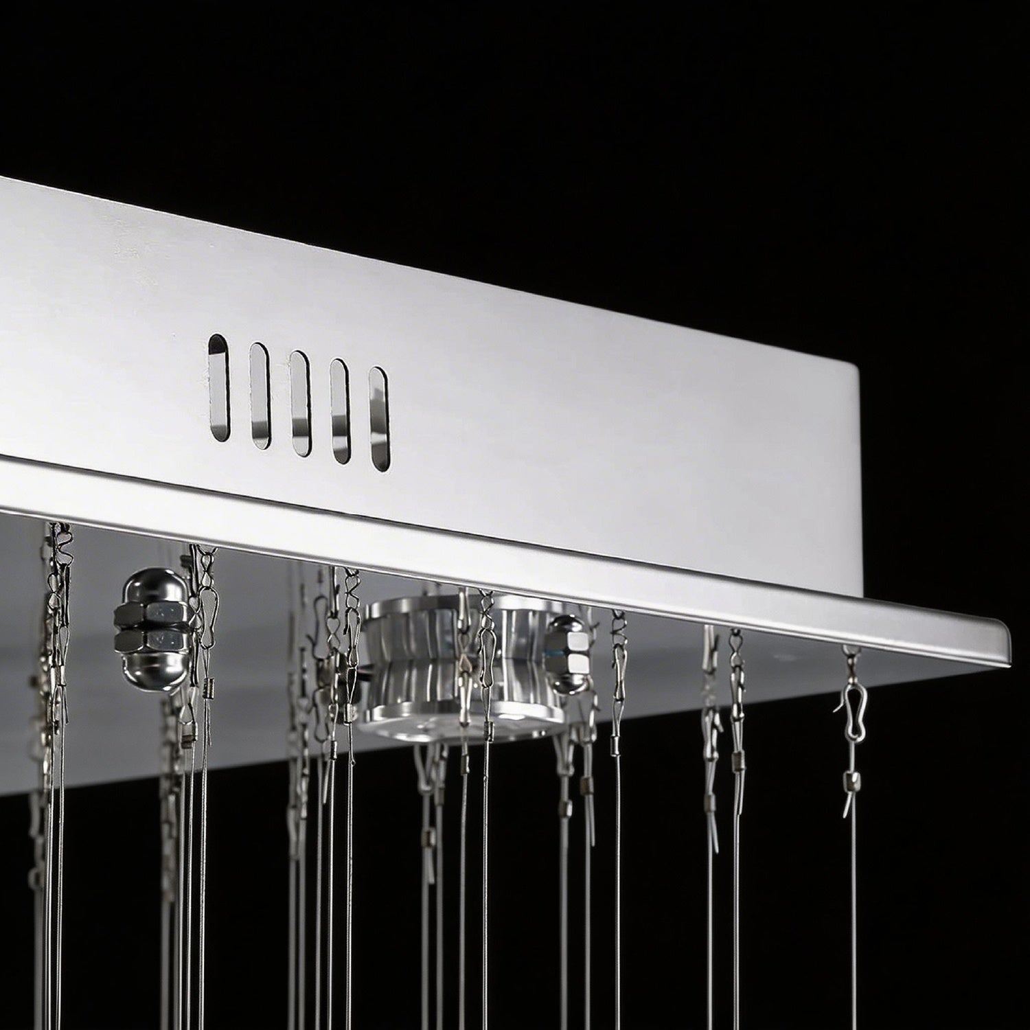 Rectangular Crystal Chandelier with Pyramid Design, 10-Light Stainless Steel Hanging Fixture for Dining Room, Kitchen Island & Living Room | Thomler