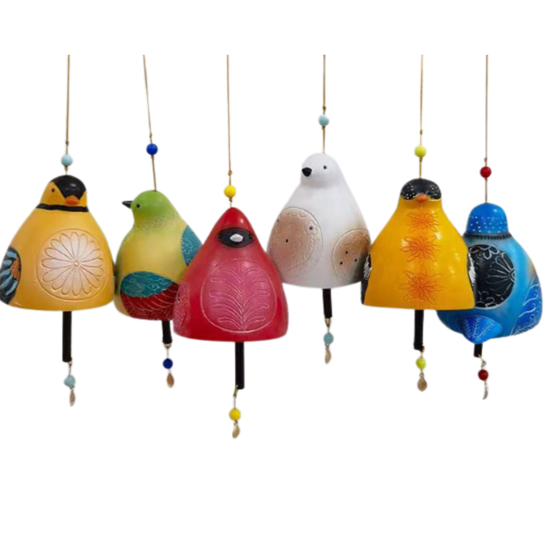 Hand-Painted Resin Bell Wind Chime – Colorful Garden Bird Accent for Yard, Patio & Porch | Thomler