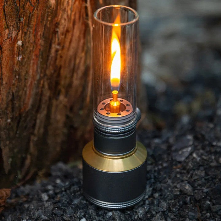 Butane Gas Lantern Aluminum Portable Outdoor Light Camping Hiking Backpacking Adjustable Flame Manual Ignition Vintage Design Travel Gear Em | Thomler