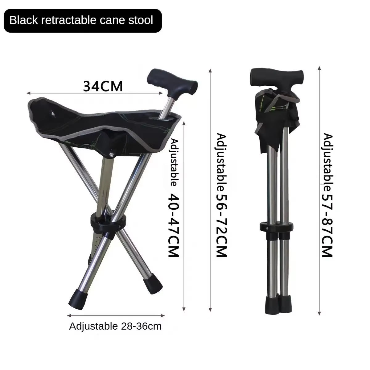 Folding Walking Cane with Built-In Seat – Adjustable Height Mobility Aid & Portable Stool for Seniors, Travel & Outdoor Use | Thomler