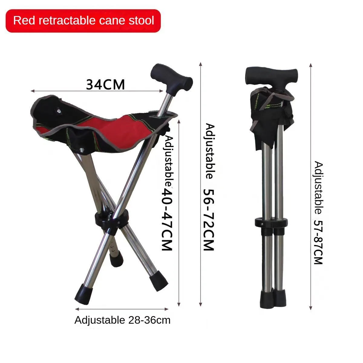 Folding Walking Cane with Built-In Seat – Adjustable Height Mobility Aid & Portable Stool for Seniors, Travel & Outdoor Use | Thomler
