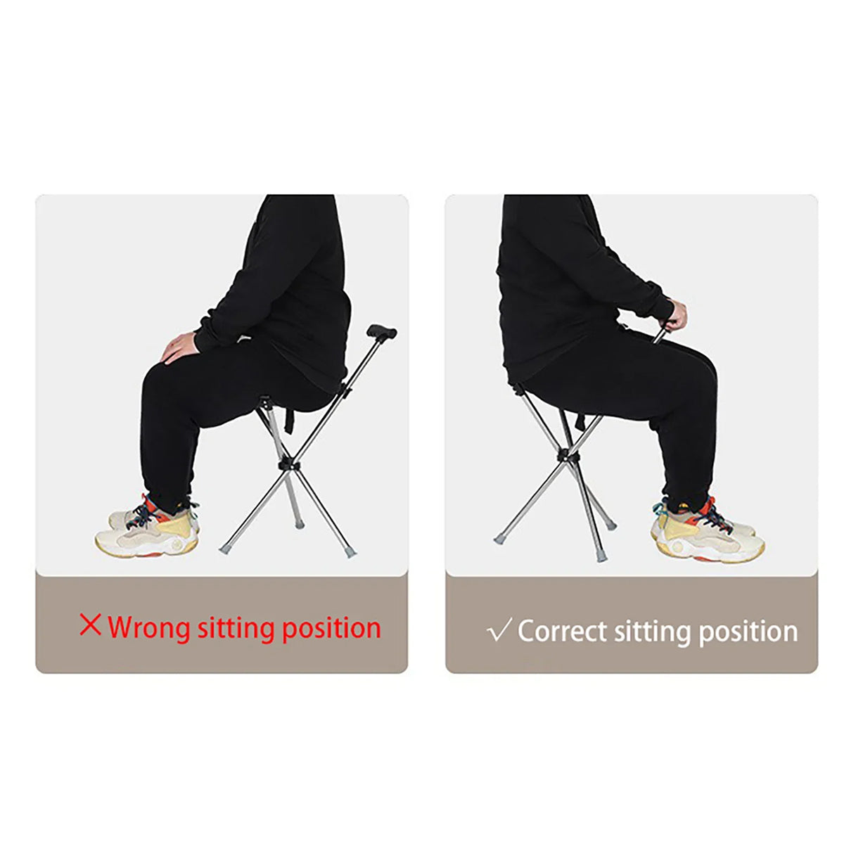 Folding Walking Cane with Built-In Seat – Adjustable Height Mobility Aid & Portable Stool for Seniors, Travel & Outdoor Use | Thomler