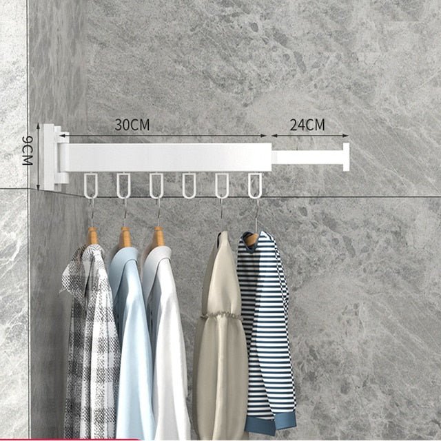 Wall-Mounted Folding Laundry Drying Rack with Rotating Rods for Bathroom, Closet & Small Space Organization | Thomler