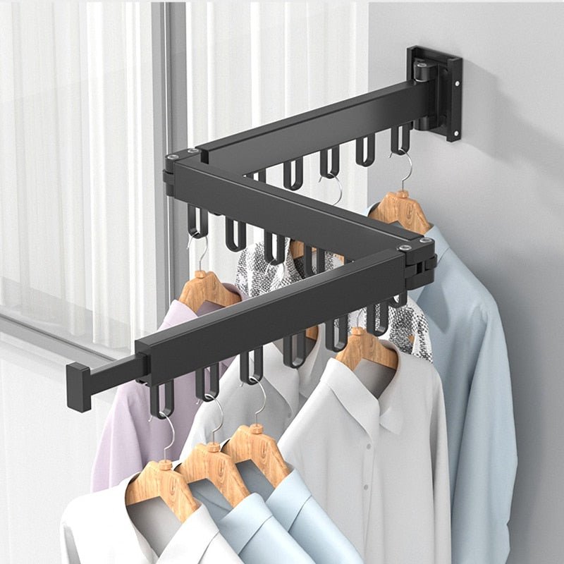 Wall-Mounted Folding Laundry Drying Rack with Rotating Rods for Bathroom, Closet & Small Space Organization | Thomler