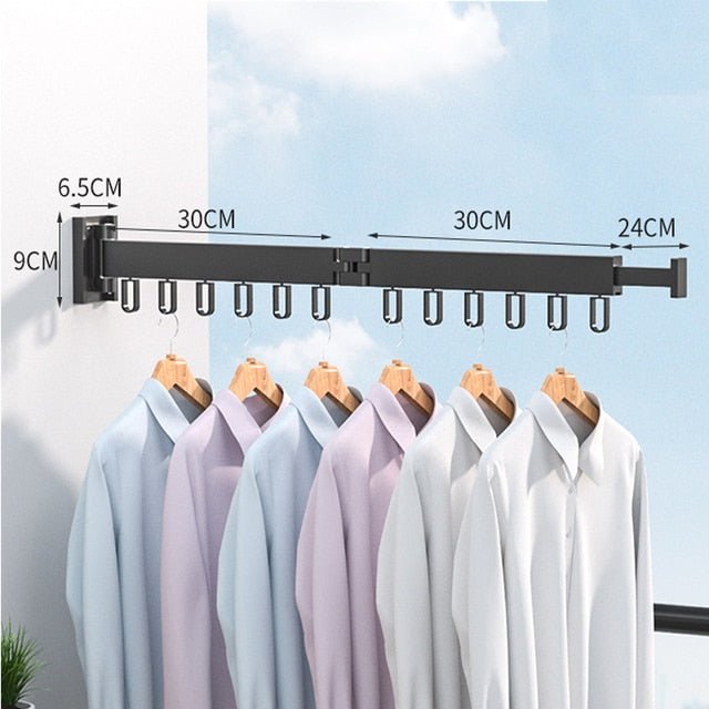 Wall-Mounted Folding Laundry Drying Rack with Rotating Rods for Bathroom, Closet & Small Space Organization | Thomler