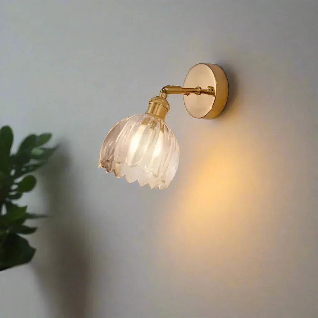 Wall Lamp Glass Tulip Shade 12.0 cm Vintage Bedroom Hallway Decorative Sconce Atmospheric Retro Accent Lighting | Thomler