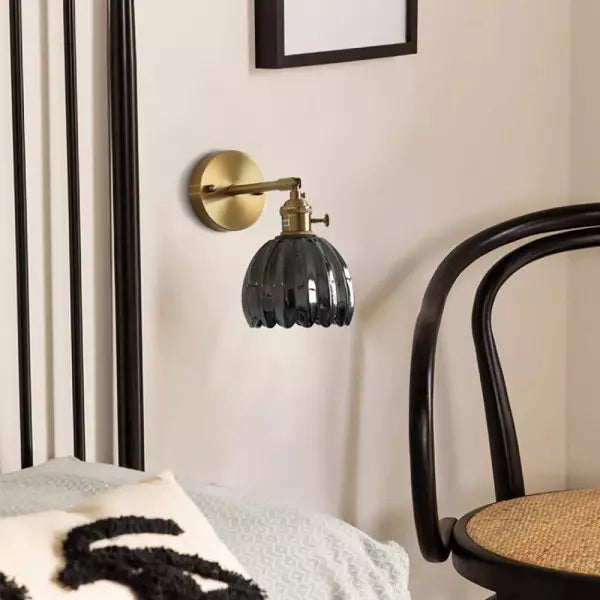Wall Lamp Glass Tulip Shade 12.0 cm Vintage Bedroom Hallway Decorative Sconce Atmospheric Retro Accent Lighting | Thomler