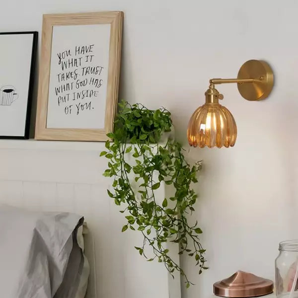 Wall Lamp Glass Tulip Shade 12.0 cm Vintage Bedroom Hallway Decorative Sconce Atmospheric Retro Accent Lighting | Thomler