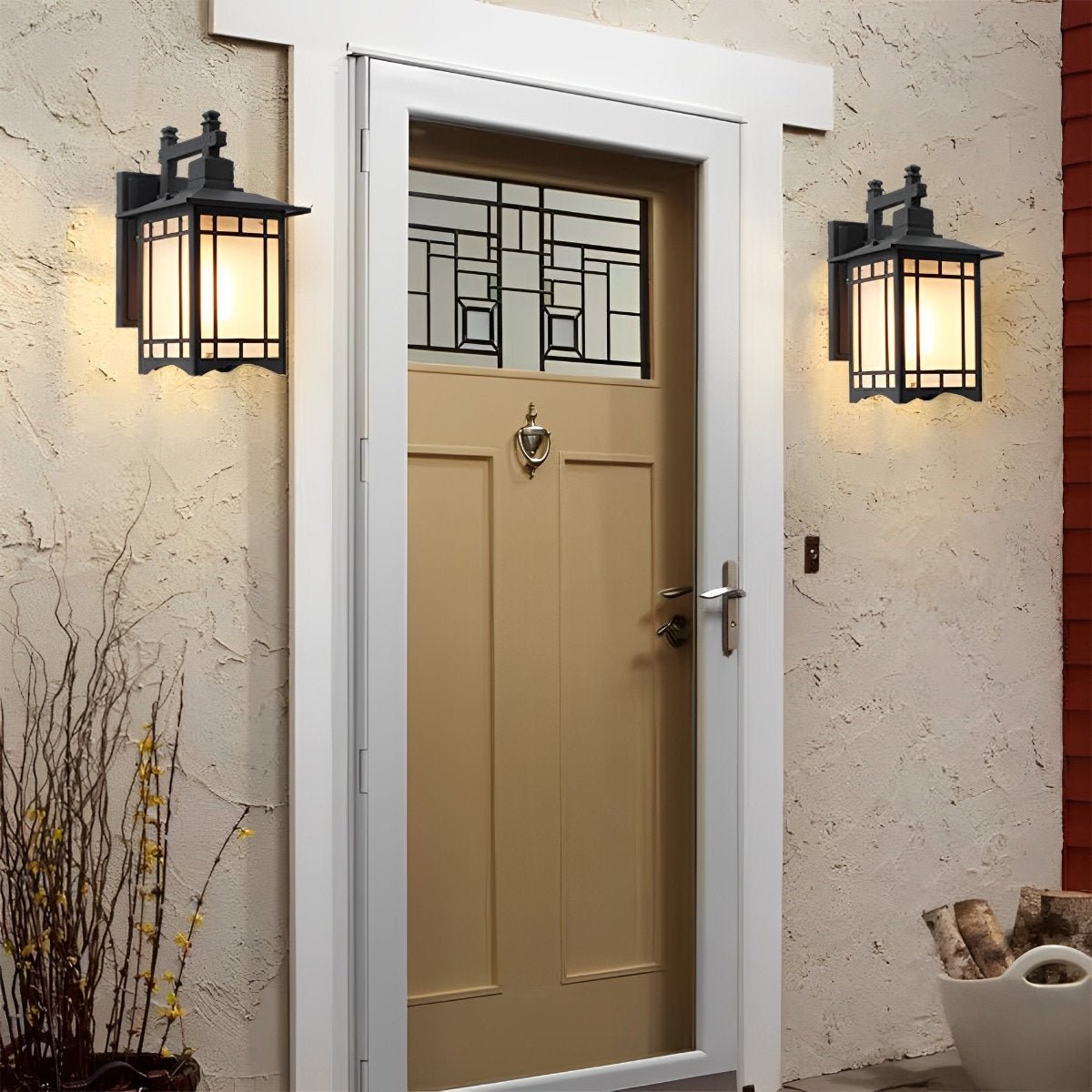 Wall Lamp Cast Aluminium 34.0 cm Black Outdoor Solar Patio Lantern Waterproof Garden Sconce With Remote Control | Thomler