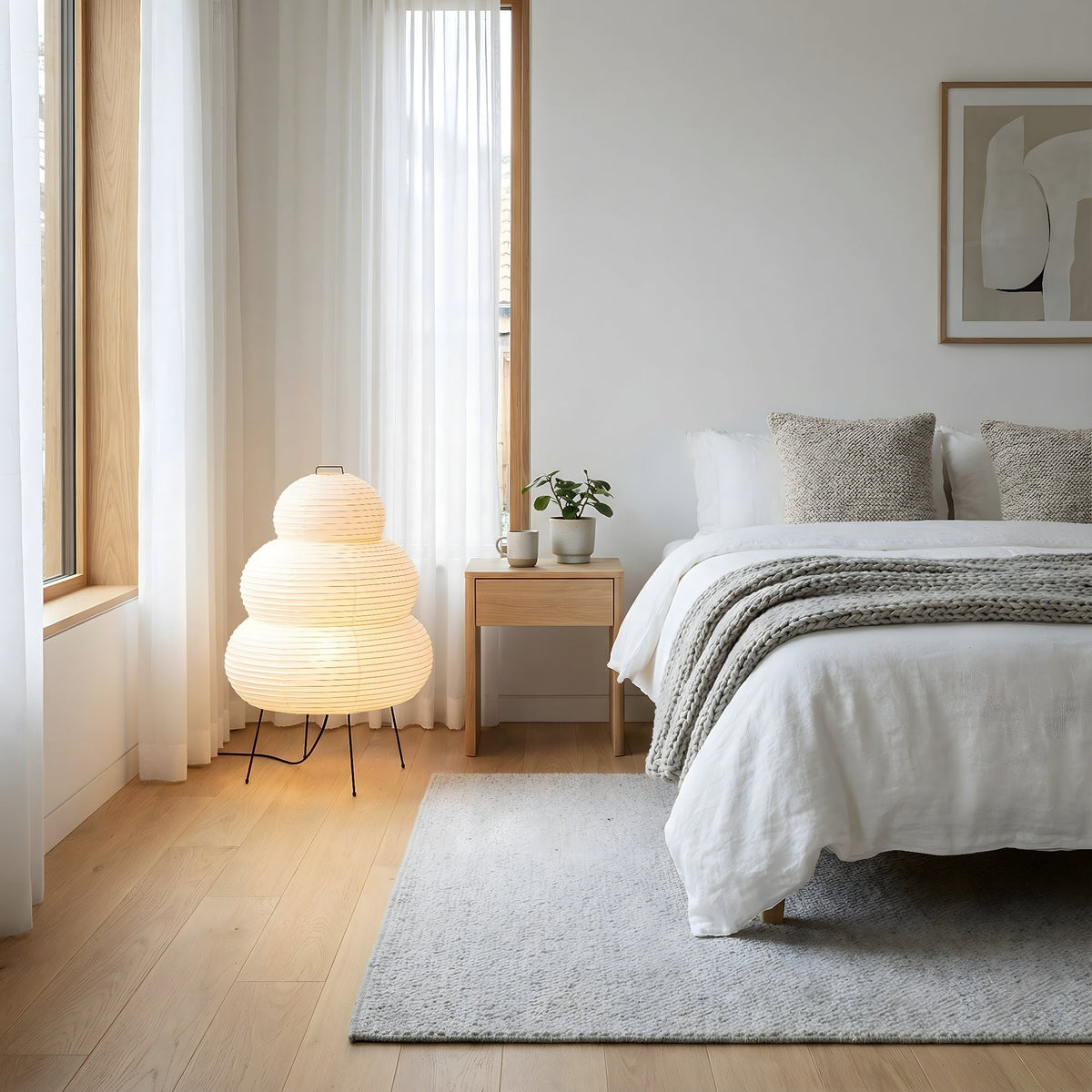Cloud Rice Paper Floor Lamp 40in Warm White LED Ambient Standing Light for Living Room Bedroom Modern Minimalist Tall Accent Lighting | Thomler