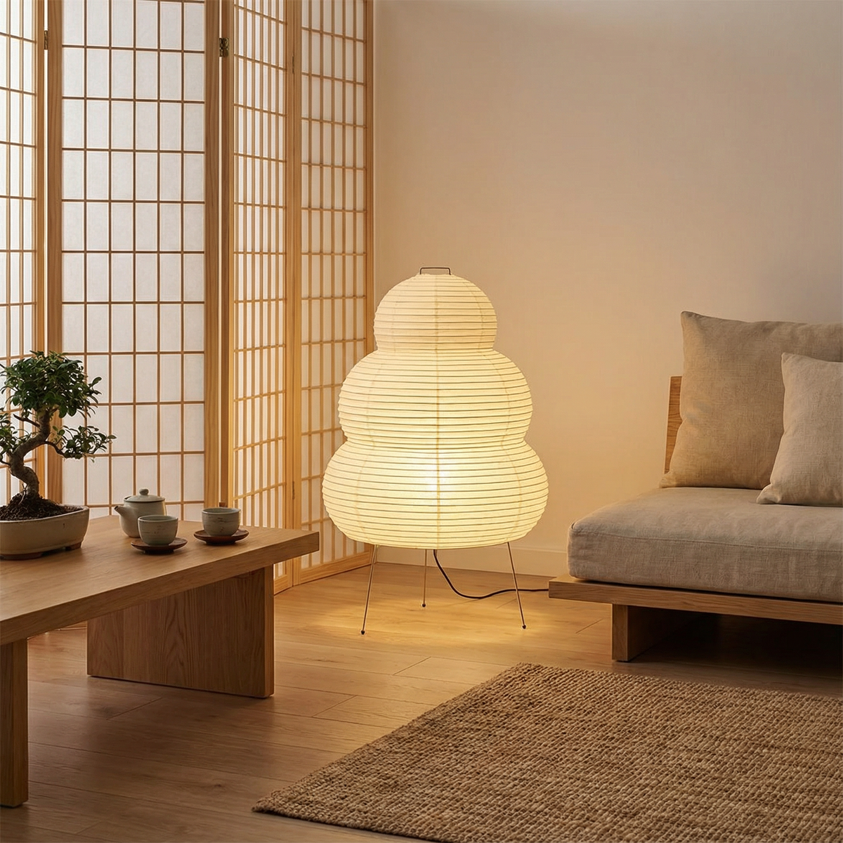 Cloud Rice Paper Floor Lamp 40in Warm White LED Ambient Standing Light for Living Room Bedroom Modern Minimalist Tall Accent Lighting | Thomler
