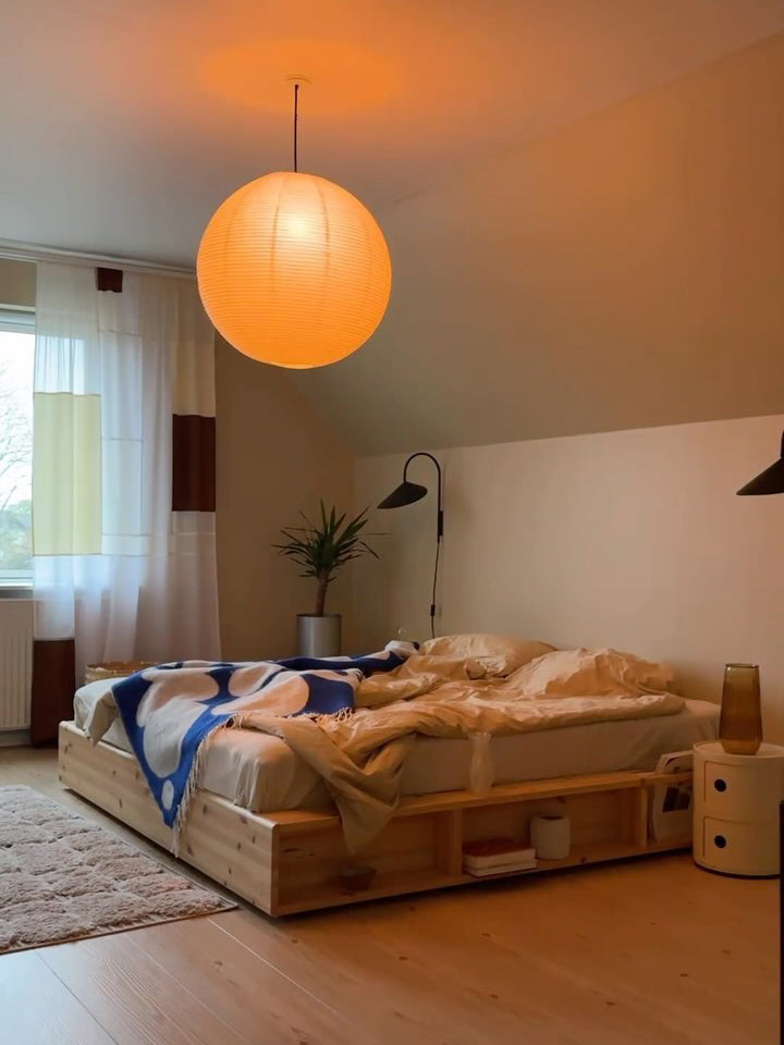 Pendant Lamp Mulberry Paper 15.7 in Adjustable Indoor Ceiling Lighting Modern Dining Room Kitchen Island Hanging Light | Thomler