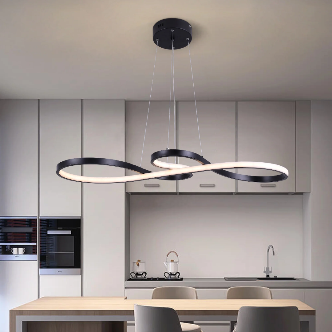 Pendant Light Aluminium LED Rings 95.0 cm Gold Dimmable Dining Room Living Room Hanging Ceiling Lamp Remote Control | Thomler