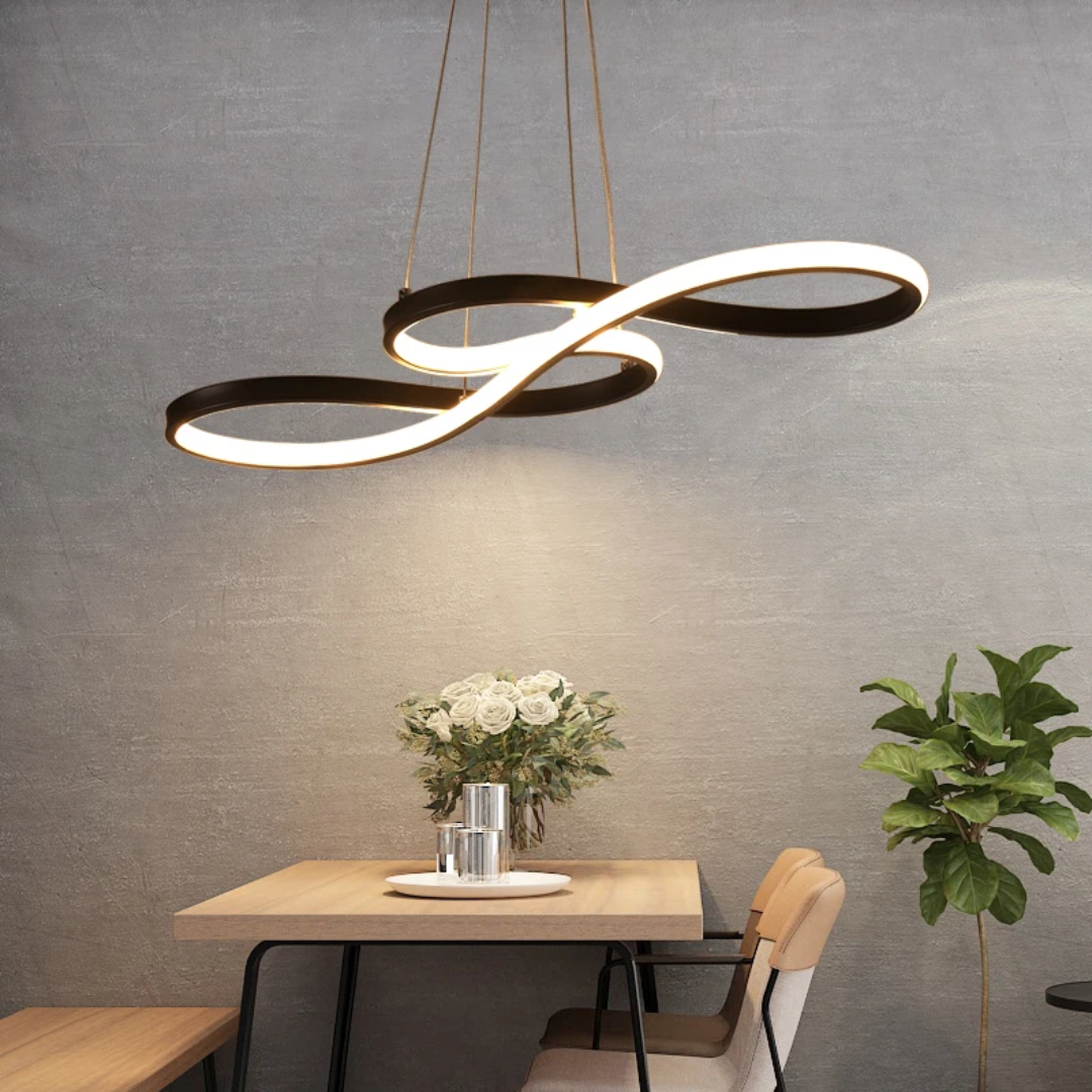 Pendant Light Aluminium LED Rings 95.0 cm Gold Dimmable Dining Room Living Room Hanging Ceiling Lamp Remote Control | Thomler