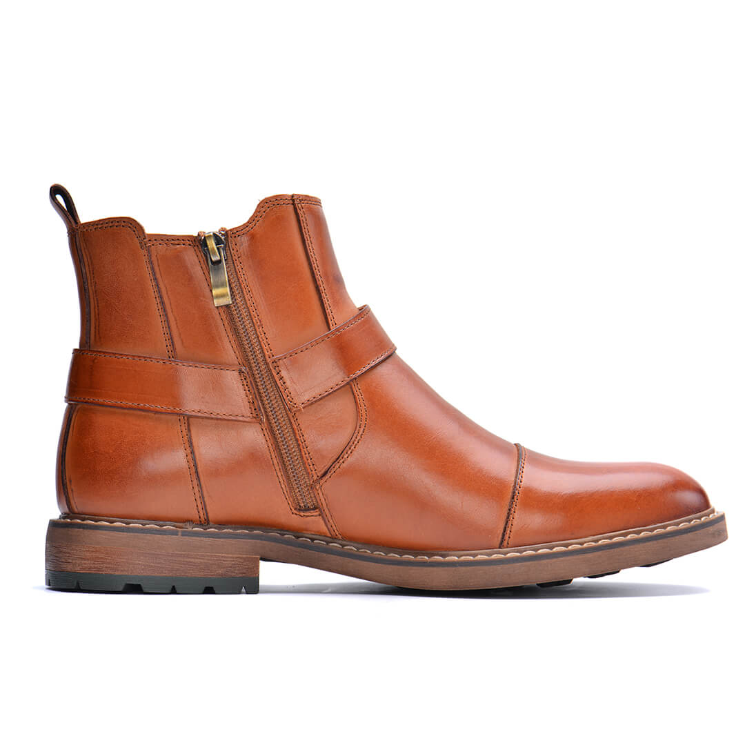 Men's Vintage Motorcycle Leather Boots – Lace-Up Ankle Boots with Sturdy Sole for Riding, Work & Everyday Wear – Moto-Inspired Footwear | Thomler