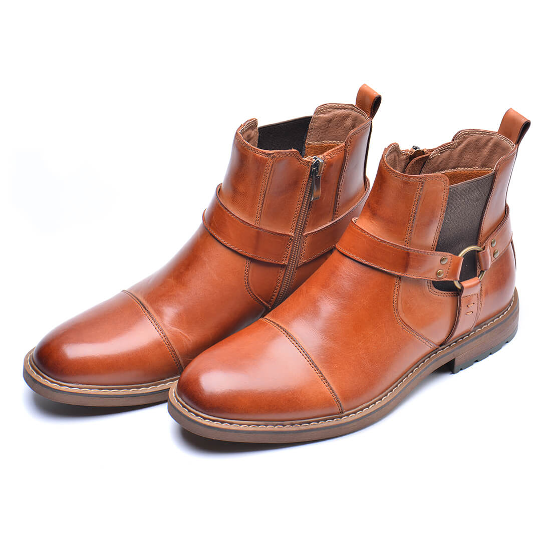 Men's Vintage Motorcycle Leather Boots – Lace-Up Ankle Boots with Sturdy Sole for Riding, Work & Everyday Wear – Moto-Inspired Footwear | Thomler