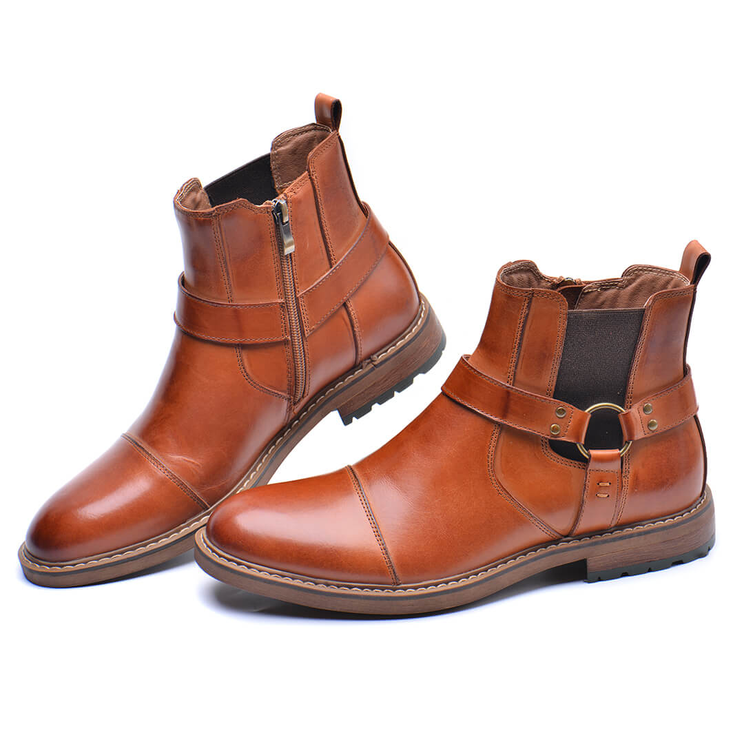Men's Vintage Motorcycle Leather Boots – Lace-Up Ankle Boots with Sturdy Sole for Riding, Work & Everyday Wear – Moto-Inspired Footwear | Thomler