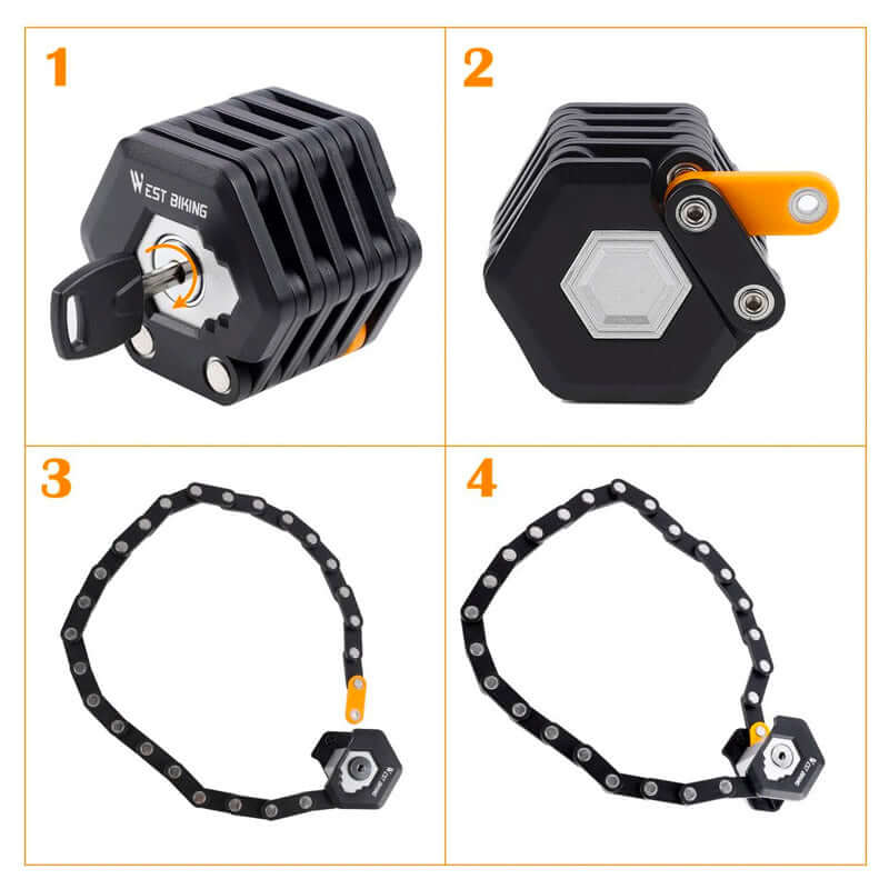 Folding Hardened Steel Bicycle Lock 31 Inches with Mounting Bracket for Bikes, E-Bikes & Scooters | Thomler