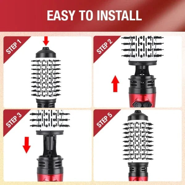 Dual-Brush Volumizing Hot Air Styler with 360° Rotation & 3 Heat Settings for All Hair Types | Thomler