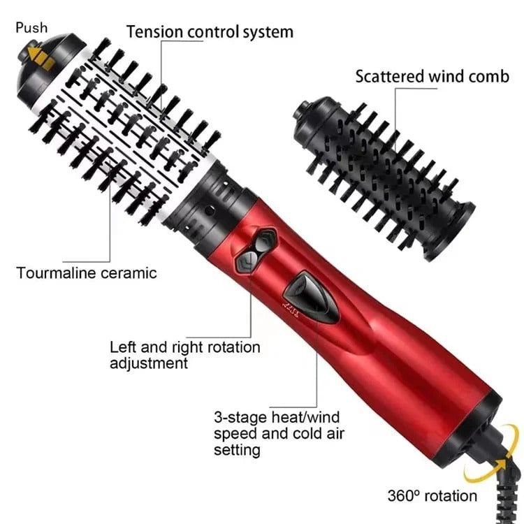 Dual-Brush Volumizing Hot Air Styler with 360° Rotation & 3 Heat Settings for All Hair Types | Thomler