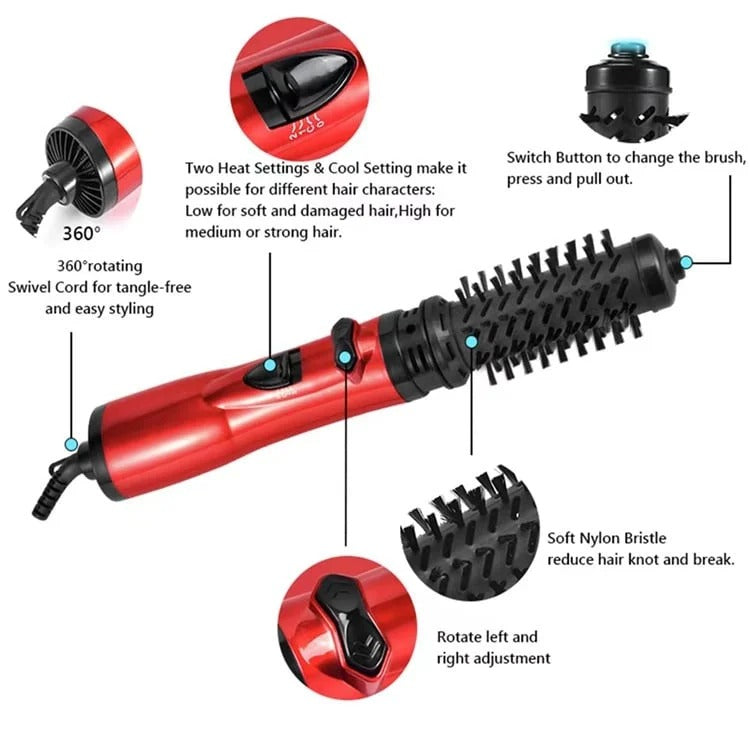 Dual-Brush Volumizing Hot Air Styler with 360° Rotation & 3 Heat Settings for All Hair Types | Thomler