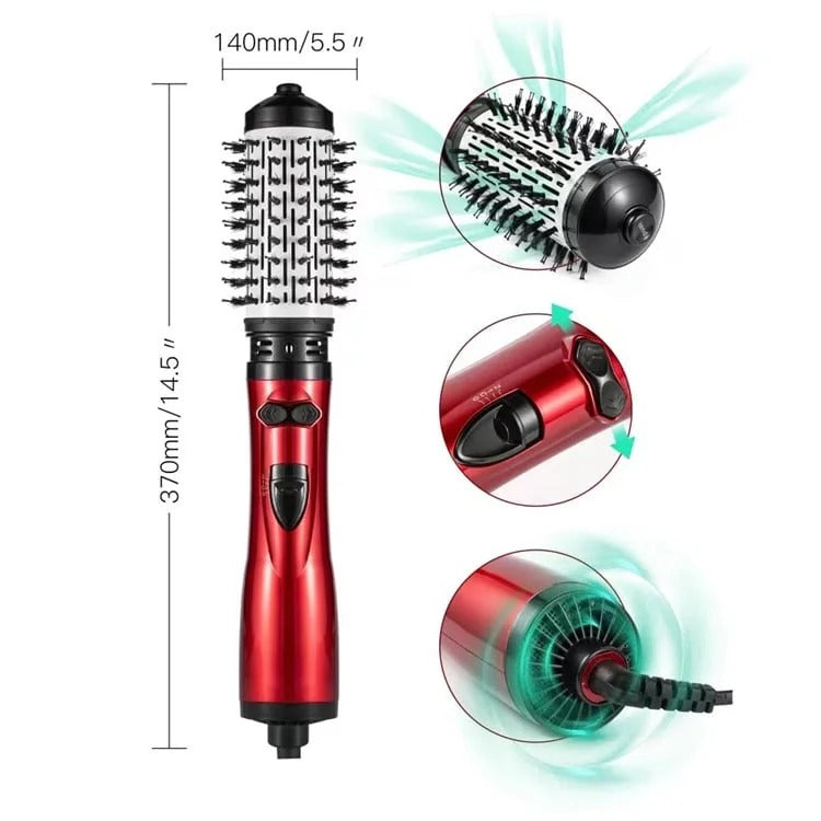 Dual-Brush Volumizing Hot Air Styler with 360° Rotation & 3 Heat Settings for All Hair Types | Thomler