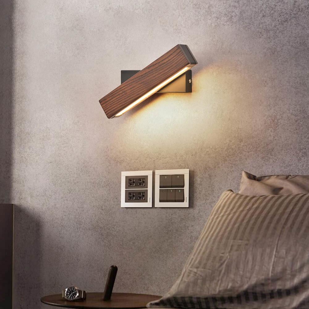 Wall Lamp Wood LED 180° Rotating Warm Light Bedroom Hallway Reading Accent Lighting Scandinavian Indoor Fixture | Thomler