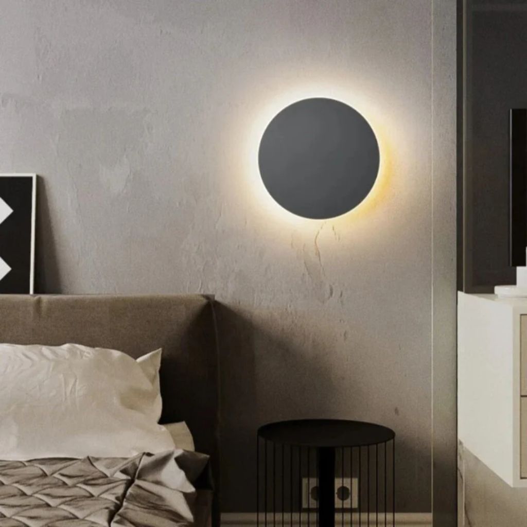 LED Circular Wall Sconce with Backlight Halo – Aluminum & Acrylic Fixture for Hallway, Bedroom, Living Room | Modern Indoor Lighting | Thomler