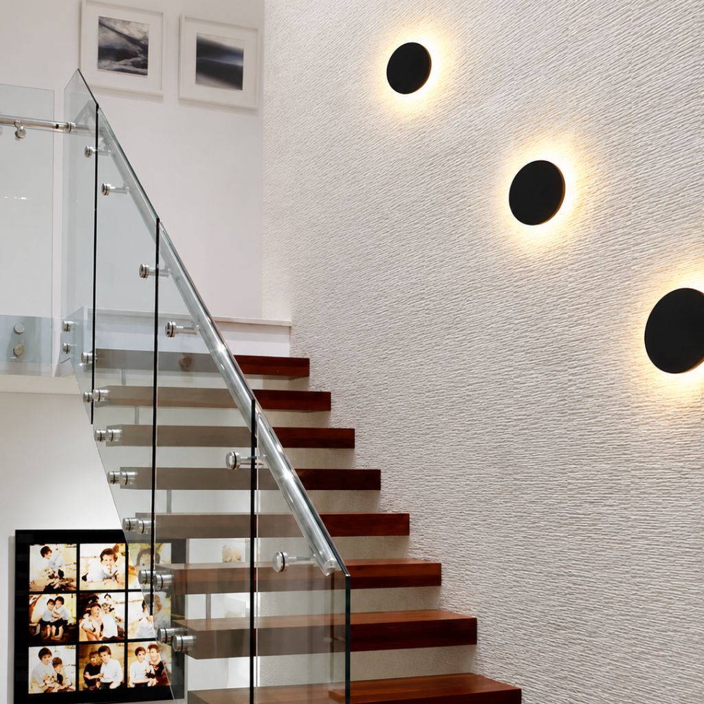 LED Circular Wall Sconce with Backlight Halo – Aluminum & Acrylic Fixture for Hallway, Bedroom, Living Room | Modern Indoor Lighting | Thomler