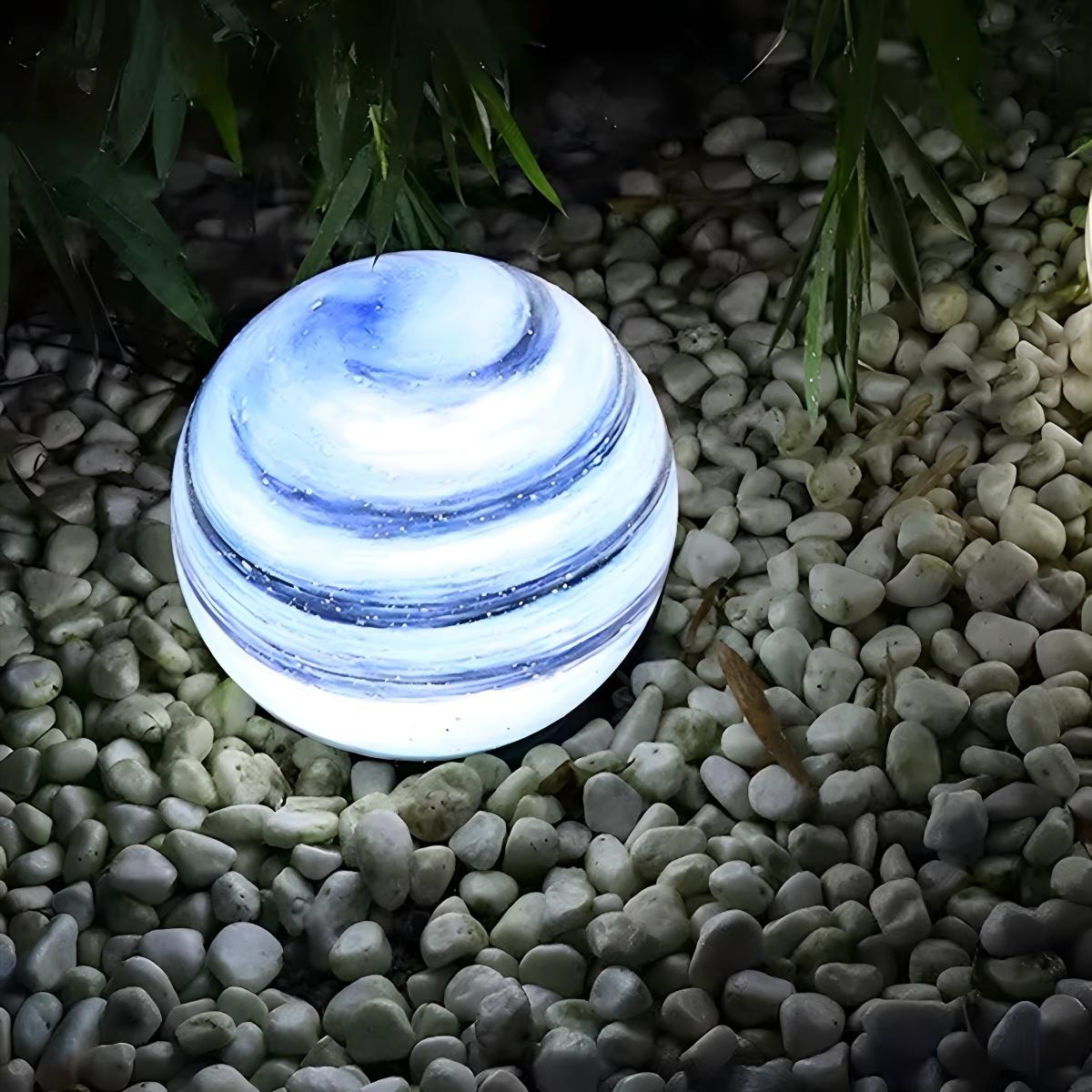 Outdoor Post Light Glass Globe Ø 40.0 cm Marble Effect Garden Fence Driveway Waterproof Pillar Lamp | Thomler