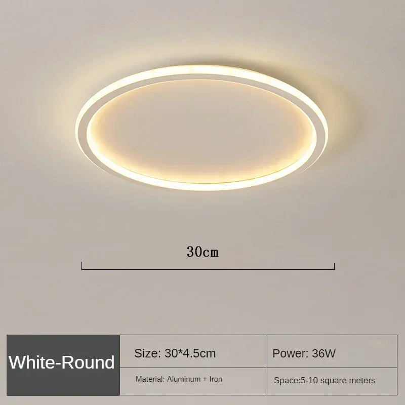 Round LED Flush Mount Ceiling Light — Modern Minimalist Design in Black, White & Gold Finish — Dimmable Nordic Style Overhead Fixture for | Thomler