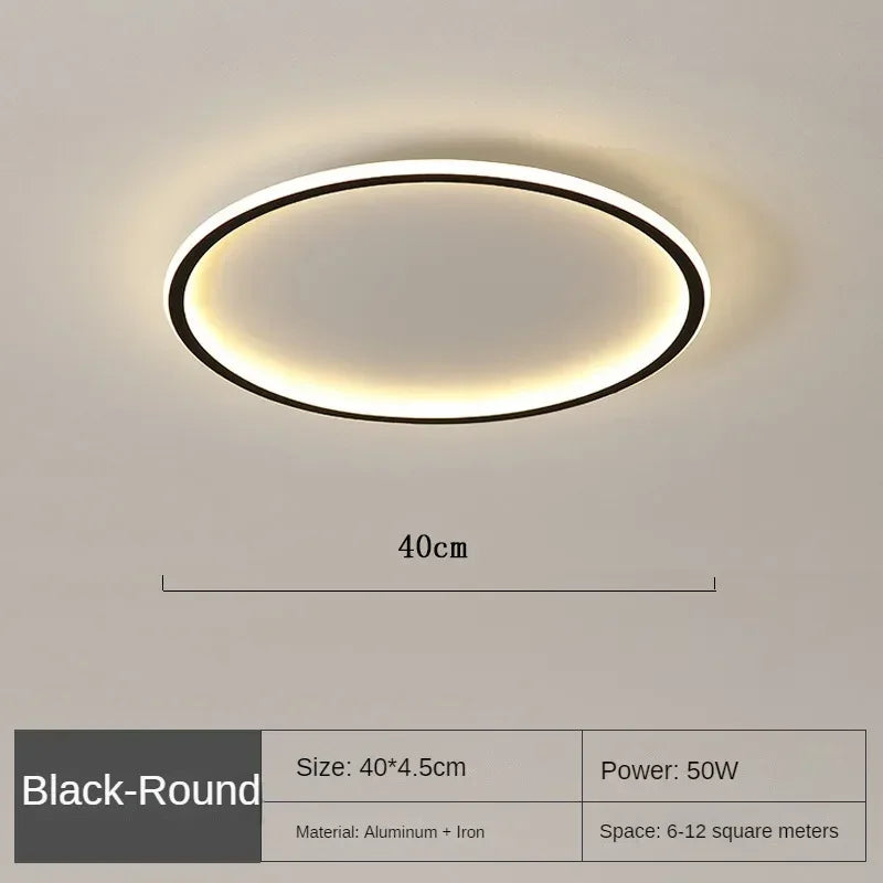 Round LED Flush Mount Ceiling Light — Modern Minimalist Design in Black, White & Gold Finish — Dimmable Nordic Style Overhead Fixture for | Thomler