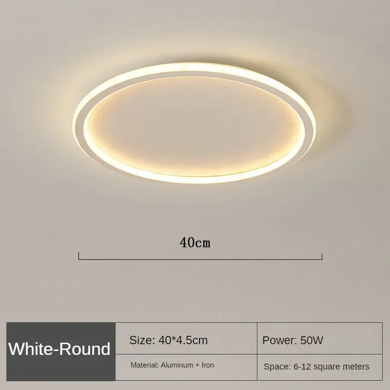 Round LED Flush Mount Ceiling Light — Modern Minimalist Design in Black, White & Gold Finish — Dimmable Nordic Style Overhead Fixture for | Thomler