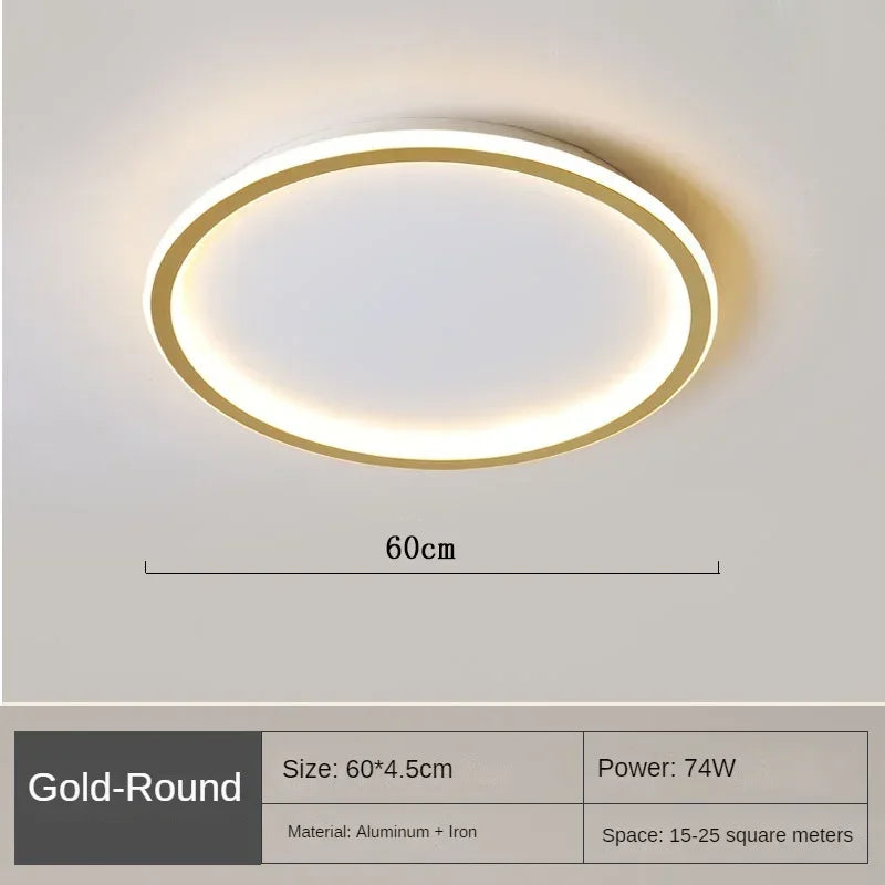 Round LED Flush Mount Ceiling Light — Modern Minimalist Design in Black, White & Gold Finish — Dimmable Nordic Style Overhead Fixture for | Thomler