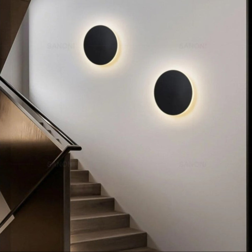 LED Circular Wall Sconce with Backlight Halo – Aluminum & Acrylic Fixture for Hallway, Bedroom, Living Room | Modern Indoor Lighting | Thomler